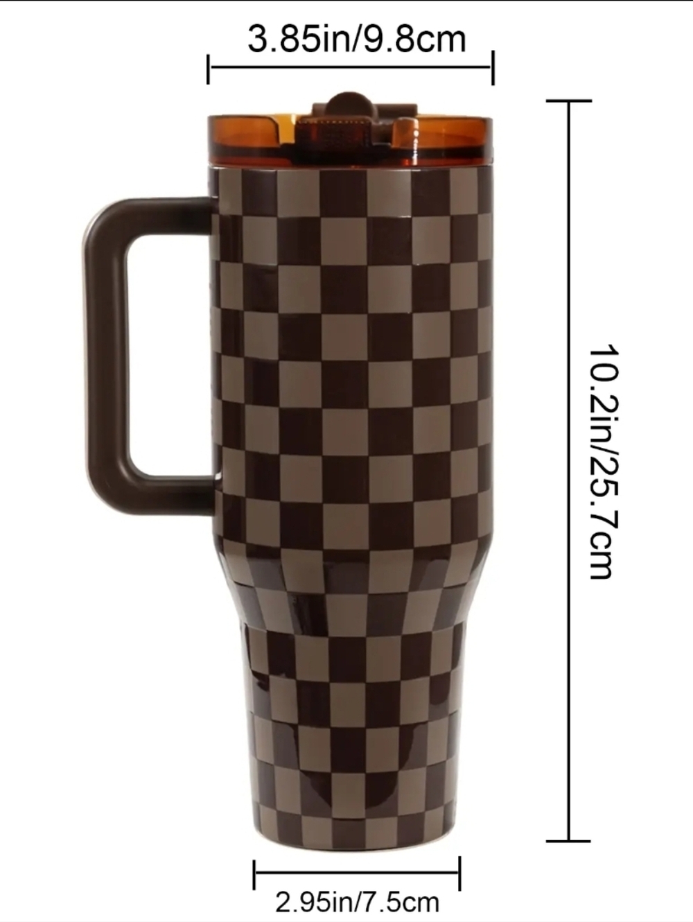 40oz Insulated Mug, Insulated Travel Drinkware, Brown Plaid Design, Leakproof